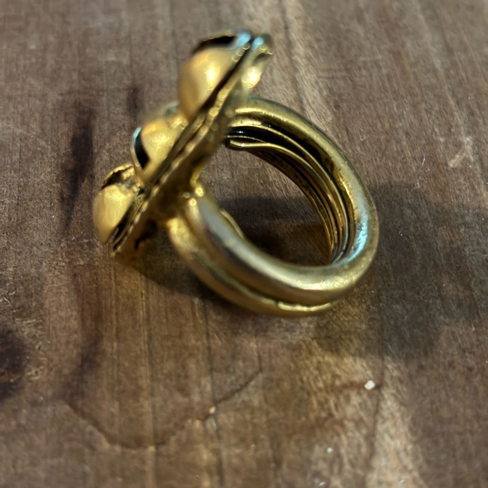 Anthropologie Ring Gold Tone Etched Circle Geometric Boho Size 8 Statement - Picture 3 of 6